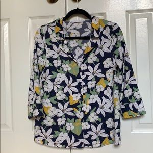Zara Hawaiian Button Down Blouse